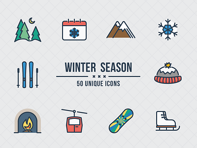 aami flat: Winter cold fireplace flat forest hat holidays icons skates skiing winter