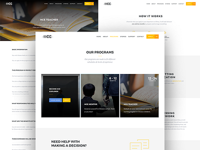 Cultural exchange program website education hover how it works list students thumbnail ui ux web