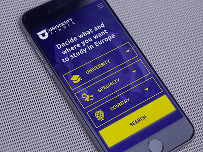 University Finder App (WIP) app blue finder iphone search student university yellow