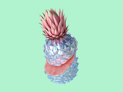 Pineapple (Free Wallpapers) 3d c4d cinema 4d fruit holographic maxon pineapple shiny wallpaper