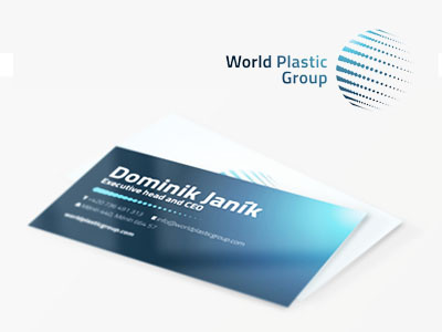 World Plastic Group Business Card brand dots globe logo logotype plastic world