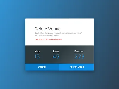 Delete Venue BMS Modal UI animation beacons cms delete design interaction interface modal ui ux