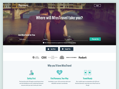 Join dating form hero join misstravel travel ui ux