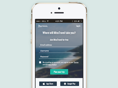 Join - Mobile iphone misstravel mobile rwd travel ui ux