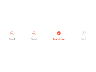 Current Step arrow bar check current line orange progress step steps thin