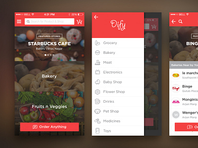 Chat and Shop app clean design ecommerce flat grocery ios mobile shop ui ux