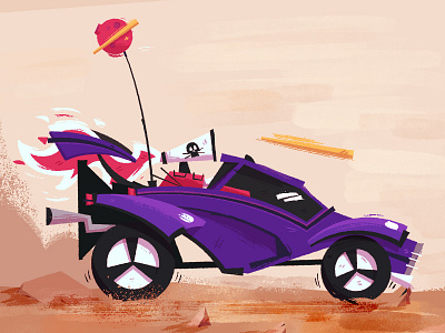 RL Dirty car dirt drive fire illustration rocket league