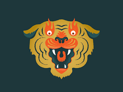 Tigrrrrrrr color crazy eyes design fire illustration tiger
