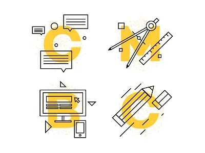 Icon set brochure custom design editorial flat icon icons lines outline print vector