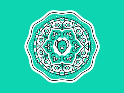 Yogi Yak badge line mandala pattern seal yak