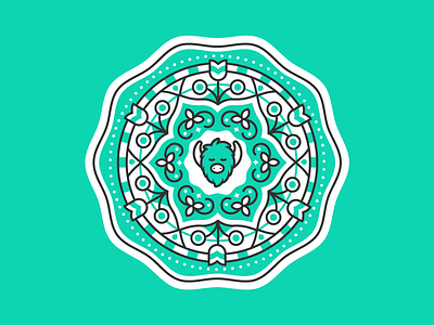 Yogi Yak badge line mandala pattern seal yak