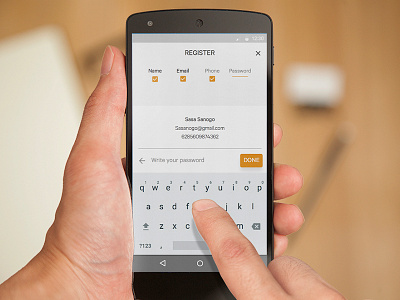 Registration form experiment android concept form lolipop material design registration sign up