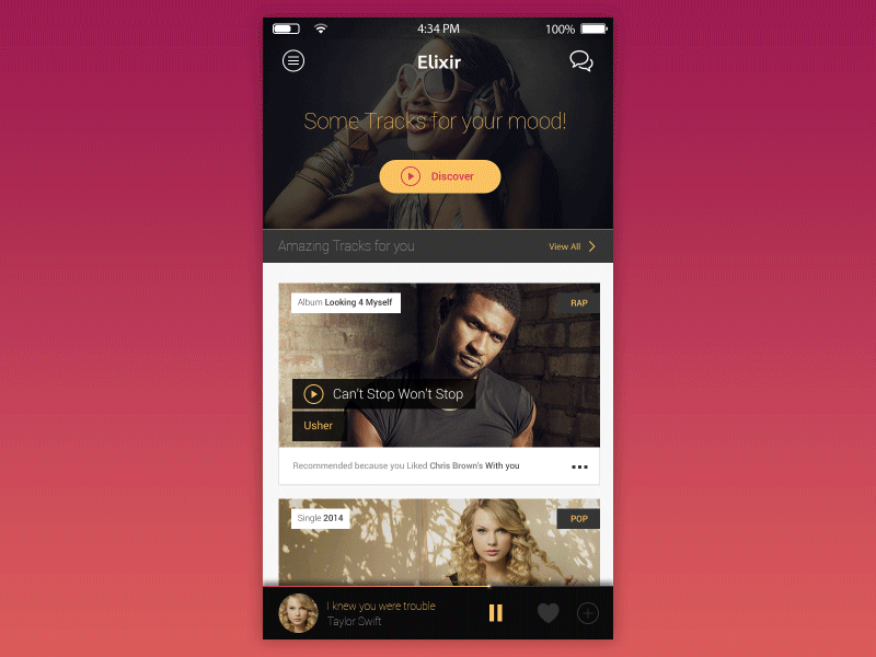 #1 AE Project - Menu andriod animation app interactive ios listen music share social sound ui ux