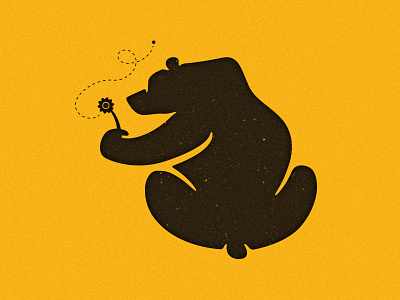 Curious Bear bear bee buzz flower illustration