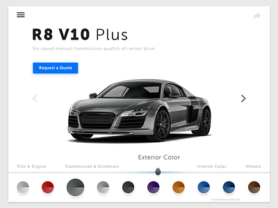 Customize Product audi car clean customize dailyui elegant product r8 sketch ui