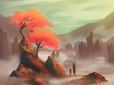 Misty Mountains altair asian mountain scenery tree