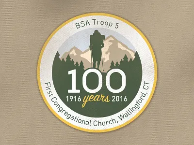 BSA Troop 5 | 100 Years 100 years boy scouts illustration patch