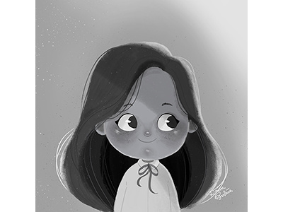 Me in B&W blackandwhite digital painting girl illustration