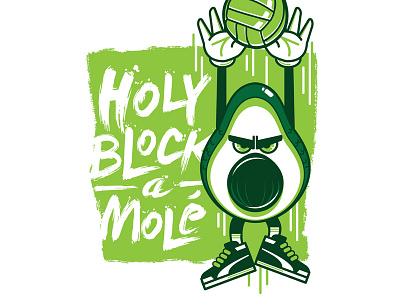 Holy Block-a-Molé avocado character character design green guacamole illustration sport street team volleyball
