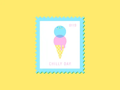 Chilly Day cafe cone daily postage dessert ice cream icon illustration postage stamp vector