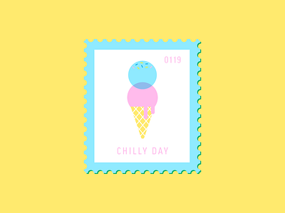 Chilly Day cafe cone daily postage dessert ice cream icon illustration postage stamp vector