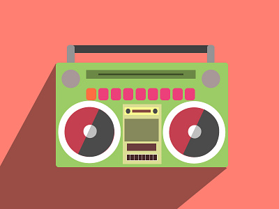 Boom Box boom box cute flat green hip hop material pink vector