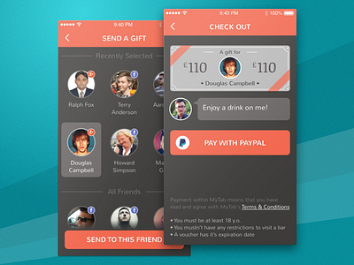 MyTab Gift App android gift app ios mobile ui paypal ux design voucher