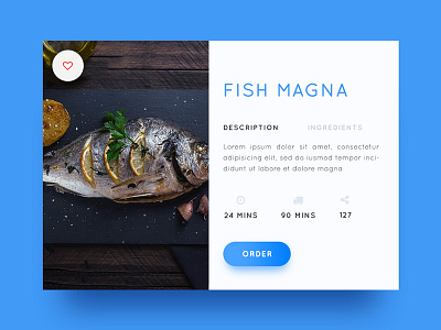 food order concept card concept fish food order ui