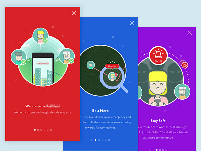 Apps Onboarding apps illustration intro ios onboarding panic safe tutorial vector walkthrough