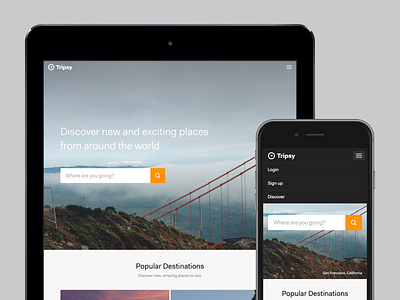 Tripsy Homepage app homepage mobile responsive