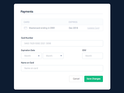 Add/Update Card credit card debit card payment uiux