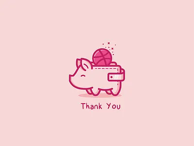 Dribbble debuts dribbble illustration invitation mascot pig playful wallet
