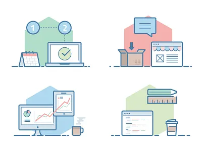 Custom Production icons data development icons idea implement management market monitor order pencil product production