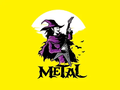 Heavy Metal Witch bat broom concert evil guitar magic metal music play rock tees witch
