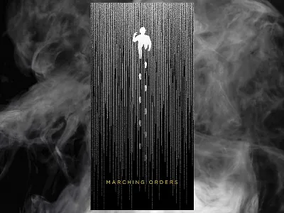 IN DREAM / Marching orders black dream editors footprint gold man minimal music poster rain texture white