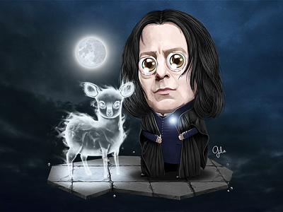 Lil' Snape alan rickman fan art gulce baycik gülce baycık harry potter illustration lily lumos moon patronus severus snape