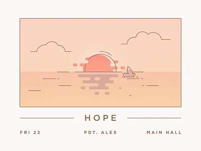 Hope boat illustration invitation sea sun water