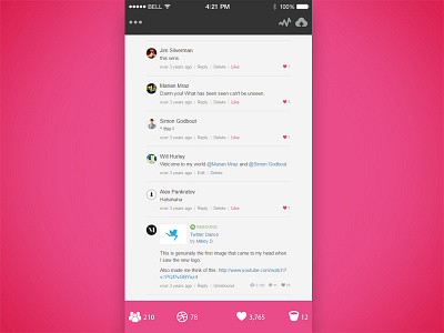 Iphone Dribbble App Comment Section comment section dribble app iphone ui ui user interface
