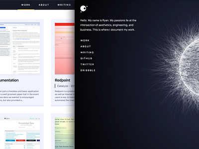 ... dark ui landing page particles physics radial sphere ui