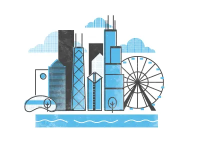 Chicago bean blue chicago ferris wheel fun graphic illustration trump