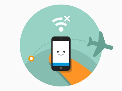 Offline, on the go airplane mode android firefox fox illustration mobile offline onboarding