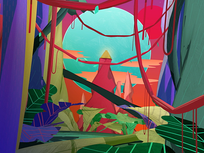 Jungle Madness 3d c4d chris guyot colour eclipse foliage jungle low poly madness model mograph trees