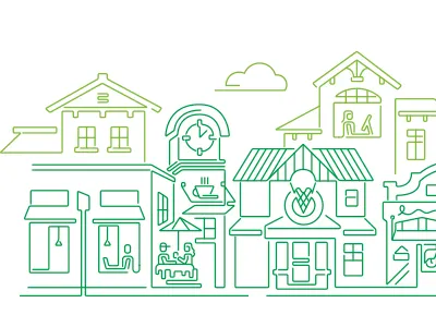 Quickbook Confbackdrop2 building buildings cityscape icons line art lineart