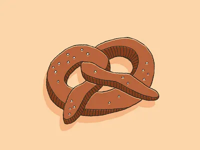 Soft Pretzel eats food hand drawn illustration new york nyc pretzel salt snack soft street food yum