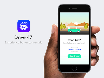 Drive 47 - Experience better car rentals app avenir car illustration ios minimal rent