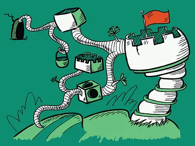 Imaginary Castle-Tree-Fort-y Thing castle flag fort house illustration tree treehouse vector