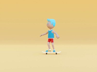 3D skater animation 3d 3d animation 3d character 3d human 3d illustration 3d skater animation blender cartoon character cute cycles design illustration kawaii motion graphics render resources stylized tutorial