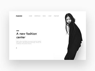 Fashn Web Header (part of a project) blog center fashn home portfolio shop template ui web