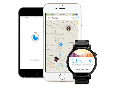 Downtime android wear app iphone material mockup