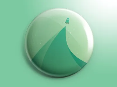 Rocket Pin children flat fun gradient green illustration kids pin rocket simple soft space